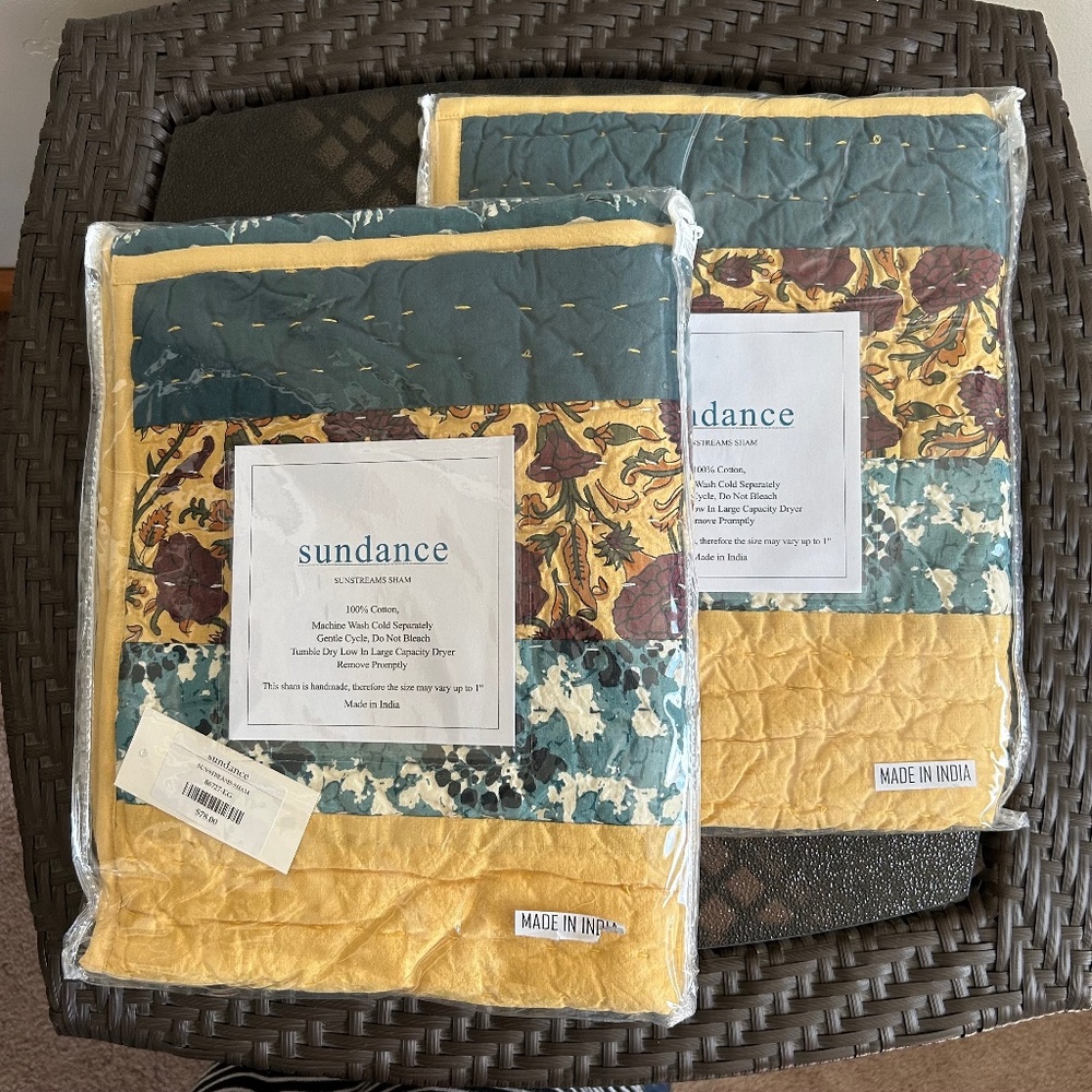 Sundance "Sunstreams Sham" 100% cotton pillow shams #86727-KG 28" x 27" set of 2